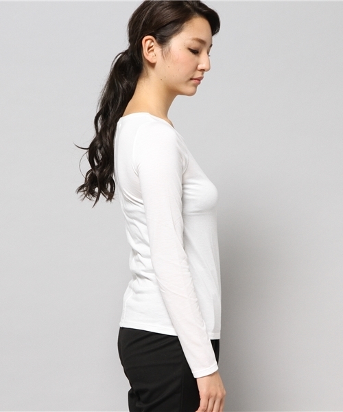 AZUL by moussy（アズールバイマウジー）の「TC天竺R/N長袖PO（Tシャツ/カットソー・レディース・ブラックミックス/オフホワイト/ブラック/カーキ系/ホワイト系その他/ブラック系その他・MEDIUM/LARGE/X-SMALL/SMALL/X-LARGE）」の8枚目の写真