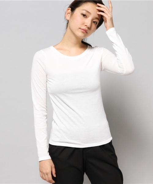 AZUL by moussy（アズールバイマウジー）の「TC天竺R/N長袖PO（Tシャツ/カットソー・レディース・ブラックミックス/オフホワイト/ブラック/カーキ系/ホワイト系その他/ブラック系その他・MEDIUM/LARGE/X-SMALL/SMALL/X-LARGE）」の17枚目の写真