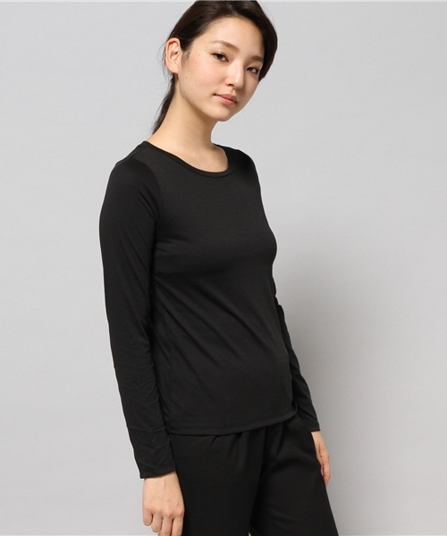 AZUL by moussy（アズールバイマウジー）の「TC天竺R/N長袖PO（Tシャツ/カットソー・レディース・ブラックミックス/オフホワイト/ブラック/カーキ系/ホワイト系その他/ブラック系その他・MEDIUM/LARGE/X-SMALL/SMALL/X-LARGE）」の18枚目の写真