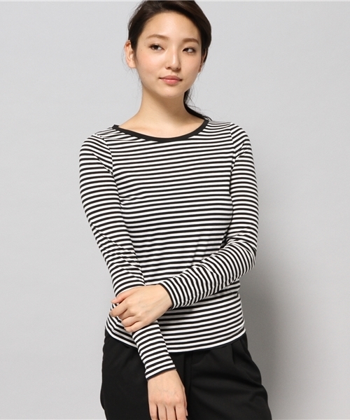 AZUL by moussy（アズールバイマウジー）の「TC天竺R/N長袖PO（Tシャツ/カットソー・レディース・ブラックミックス/オフホワイト/ブラック/カーキ系/ホワイト系その他/ブラック系その他・MEDIUM/LARGE/X-SMALL/SMALL/X-LARGE）」の15枚目の写真