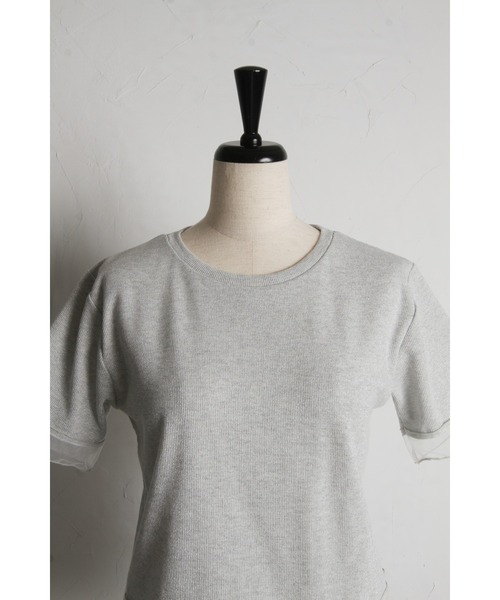 &. NOSTALGIA(アンドドットノスタルジア)の「シアー切替ラメコンパクトTシャツ(Tシャツ/カットソー・レディース・ブラック/グレー・M)」の19枚目の写真
