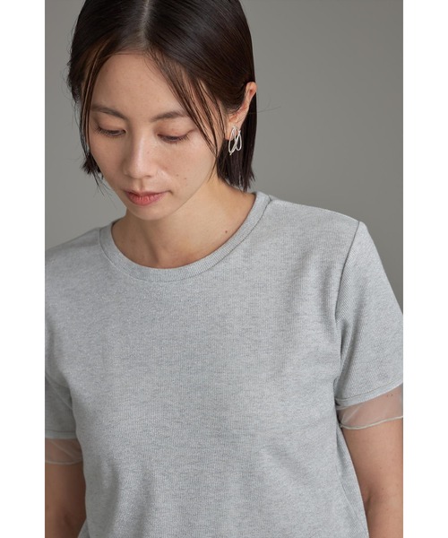 &. NOSTALGIA(アンドドットノスタルジア)の「シアー切替ラメコンパクトTシャツ(Tシャツ/カットソー・レディース・ブラック/グレー・M)」の5枚目の写真