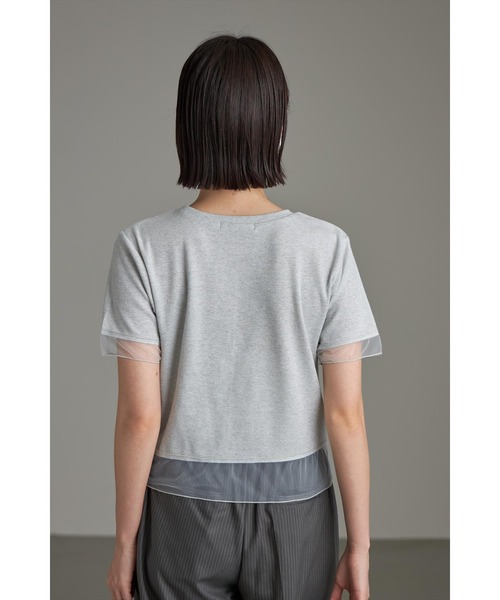 &. NOSTALGIA(アンドドットノスタルジア)の「シアー切替ラメコンパクトTシャツ(Tシャツ/カットソー・レディース・ブラック/グレー・M)」の7枚目の写真