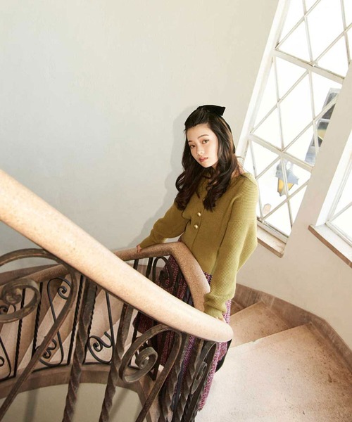 【セール】◇ゴールドボタンフォルムニットカーディガン（カーディガン/ボレロ）｜NATURAL BEAUTY BASIC（ナチュラルビューティーベーシック）