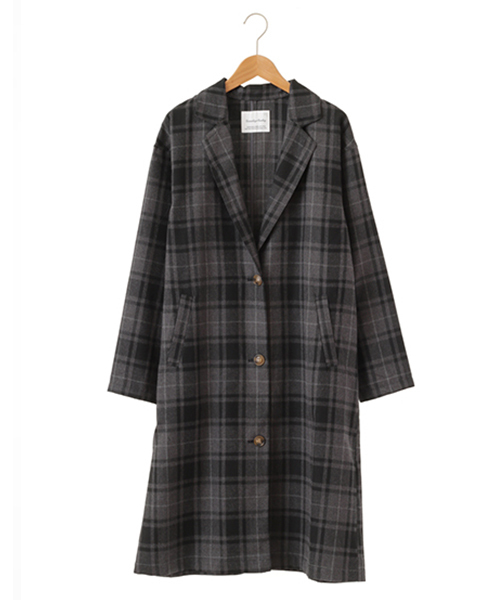 SEVENDAYS=SUNDAY（セブンデイズサンデイ）の「チェックロングジャケット（テーラードジャケット・レディース・オートミール/グレー/チャコールグレー・FREE）」の2枚目の写真