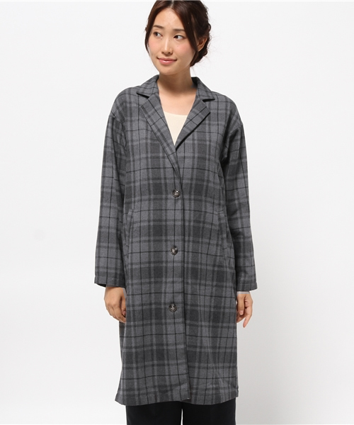 SEVENDAYS=SUNDAY（セブンデイズサンデイ）の「チェックロングジャケット（テーラードジャケット・レディース・オートミール/グレー/チャコールグレー・FREE）」の4枚目の写真
