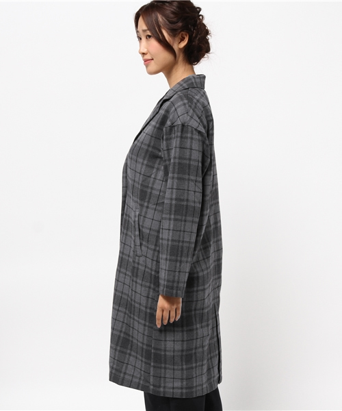 SEVENDAYS=SUNDAY（セブンデイズサンデイ）の「チェックロングジャケット（テーラードジャケット・レディース・オートミール/グレー/チャコールグレー・FREE）」の5枚目の写真