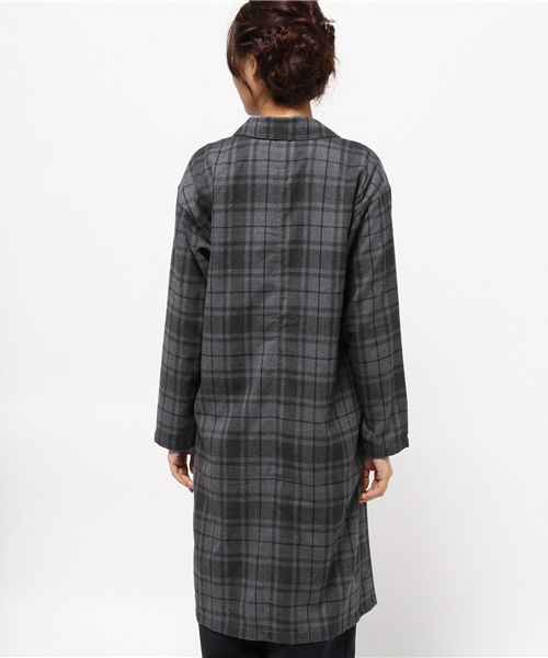 SEVENDAYS=SUNDAY（セブンデイズサンデイ）の「チェックロングジャケット（テーラードジャケット・レディース・オートミール/グレー/チャコールグレー・FREE）」の6枚目の写真