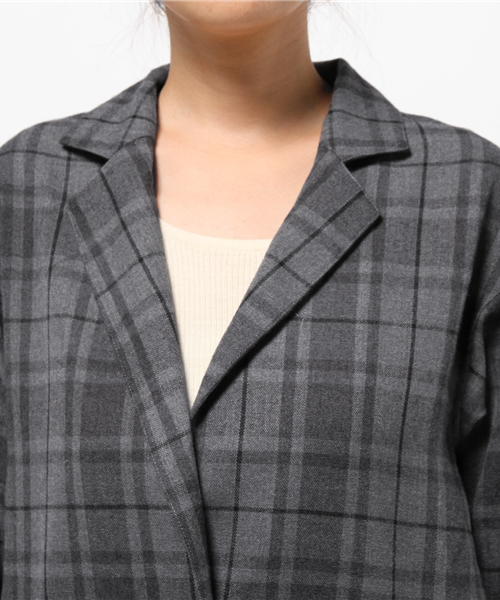 SEVENDAYS=SUNDAY（セブンデイズサンデイ）の「チェックロングジャケット（テーラードジャケット・レディース・オートミール/グレー/チャコールグレー・FREE）」の7枚目の写真