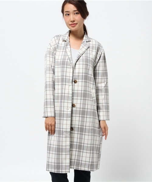 SEVENDAYS=SUNDAY（セブンデイズサンデイ）の「チェックロングジャケット（テーラードジャケット・レディース・オートミール/グレー/チャコールグレー・FREE）」の14枚目の写真
