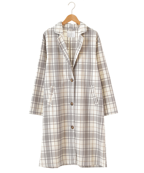 SEVENDAYS=SUNDAY（セブンデイズサンデイ）の「チェックロングジャケット（テーラードジャケット・レディース・オートミール/グレー/チャコールグレー・FREE）」の9枚目の写真