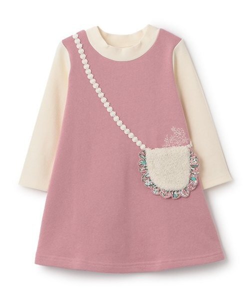 Love&Peace&Money(ラブアンドピースアンドマネー)の「【人気商品再入荷】【直営店で取り扱い無し】ボアポシェット裏毛ワンピース(ワンピース・キッズ・ネイビー/ピンク/グレー・80cm/90cm/110cm/100cm/120cm/130cm)」の1枚目の写真