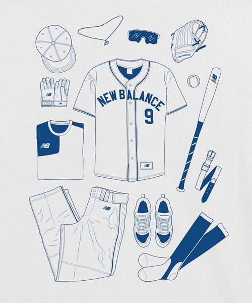 NEW BALANCE（ニューバランス）の「ベースボールエッセンシャルズ　ショートスリーブTシャツ（Tシャツ/カットソー・メンズ・ホワイト/ブルー・SMALL/MEDIUM/LARGE/X-LARGE/XX-LARGE）」の5枚目の写真