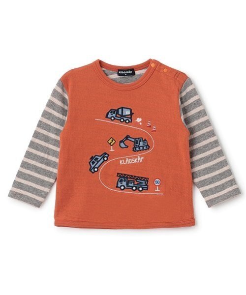 kladskap（クレードスコープ）の「車刺しゅう接結長袖Tシャツ（Tシャツ/カットソー・キッズ・ライトカーキ/レンガ・80ｃｍ/90cm/100cm/110cm/120cm/130cm）」の17枚目の写真