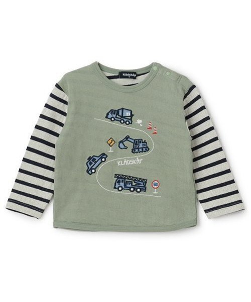 kladskap（クレードスコープ）の「車刺しゅう接結長袖Tシャツ（Tシャツ/カットソー・キッズ・ライトカーキ/レンガ・80ｃｍ/90cm/100cm/110cm/120cm/130cm）」の3枚目の写真