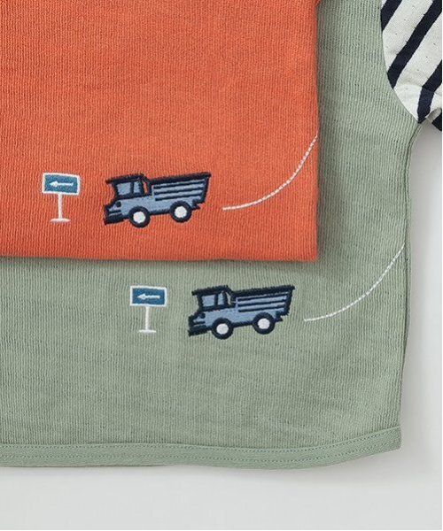 kladskap（クレードスコープ）の「車刺しゅう接結長袖Tシャツ（Tシャツ/カットソー・キッズ・ライトカーキ/レンガ・80ｃｍ/90cm/100cm/110cm/120cm/130cm）」の8枚目の写真