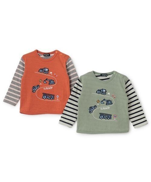 kladskap（クレードスコープ）の「車刺しゅう接結長袖Tシャツ（Tシャツ/カットソー・キッズ・ライトカーキ/レンガ・80ｃｍ/90cm/100cm/110cm/120cm/130cm）」の11枚目の写真