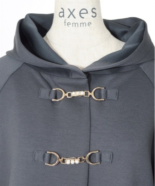 axes femme（アクシーズファム）の「ダンボールニットポンチョ（カーディガン/ボレロ・レディース・カーキ/チャコール/モカ・FREE）」の9枚目の写真