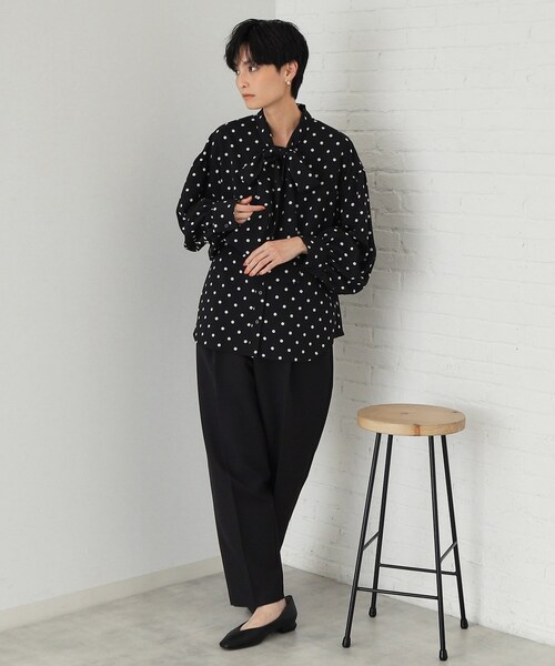 セール】《美人百花掲載》ボリュームボウタイブラウス【洗濯機洗い可