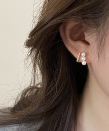 セール】パール ライン メタリック バー デザイン ピアス