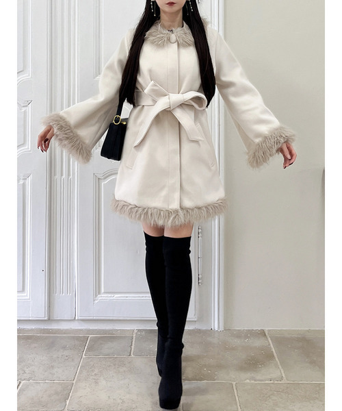 MIIA（ミーア）の「ノーカラーフレアスリーブコート（その他アウター・レディース・ブラック/オフホワイト/ベージュ・FREE）」の6枚目の写真