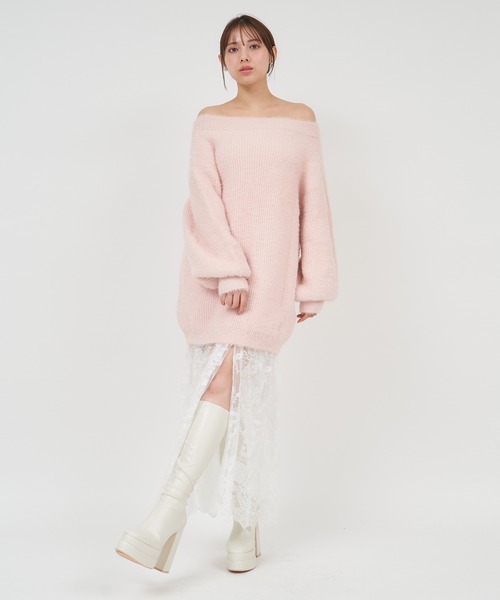 ROYAL PARTY(ロイヤルパーティー)の「シャギーニットワンピース(ワンピース・レディース・オフホワイト/ピンク/ライトグレー/ブラック・FREE)」の16枚目の写真