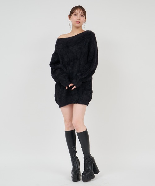 ROYAL PARTY(ロイヤルパーティー)の「シャギーニットワンピース(ワンピース・レディース・オフホワイト/ピンク/ライトグレー/ブラック・FREE)」の18枚目の写真