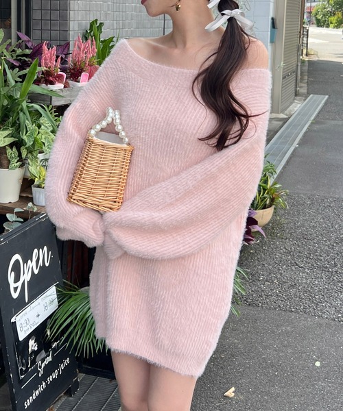 ROYAL PARTY(ロイヤルパーティー)の「シャギーニットワンピース(ワンピース・レディース・オフホワイト/ピンク/ライトグレー/ブラック・FREE)」の20枚目の写真