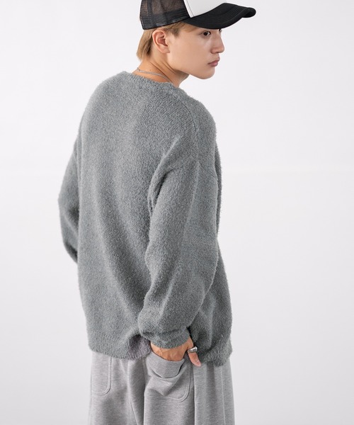 improves(インプローブス)の「無地&ボーダー柄 フェザーヤーン クルーネック ニット(ニット/セーター・メンズ・グレー/ブラック/ブラック×レッド/ベージュ/ブラック×グレー/ホワイト/ブラック×ホワイト・MEDIUM/LARGE)」の15枚目の写真