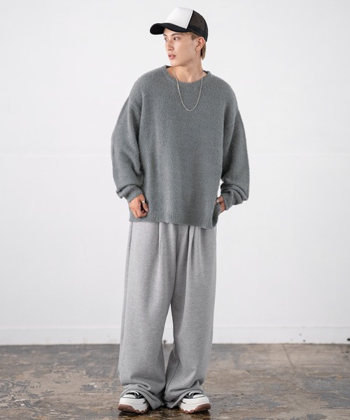 improves(インプローブス)の「無地&ボーダー柄 フェザーヤーン クルーネック ニット(ニット/セーター・メンズ・グレー/ブラック/ブラック×レッド/ベージュ/ブラック×グレー/ホワイト/ブラック×ホワイト・MEDIUM/LARGE)」の16枚目の写真