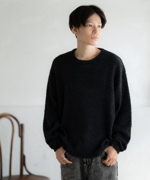 improves(インプローブス)の「無地&ボーダー柄 フェザーヤーン クルーネック ニット(ニット/セーター・メンズ・グレー/ブラック/ブラック×レッド/ベージュ/ブラック×グレー/ホワイト/ブラック×ホワイト・MEDIUM/LARGE)」の11枚目の写真