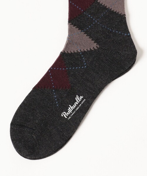 Pantherella（パンセレラ）の「Pantherella / ウールナイロン アーガイルソックス（ソックス/靴下・メンズ・チャコールグレー/ダークブラウン・SMALL/MEDIUM）」の3枚目の写真