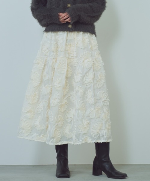 paravion（パラビオン）の「フラワーレーススカート/ポケット付き/ウエストゴム（スカート・レディース・ホワイト/ブラック/グレー・FREE）」の7枚目の写真