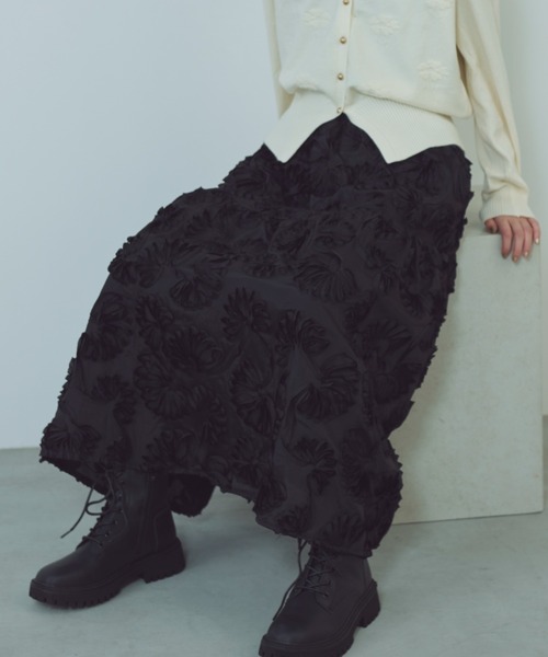 paravion（パラビオン）の「フラワーレーススカート/ポケット付き/ウエストゴム（スカート・レディース・ホワイト/ブラック/グレー・FREE）」の10枚目の写真