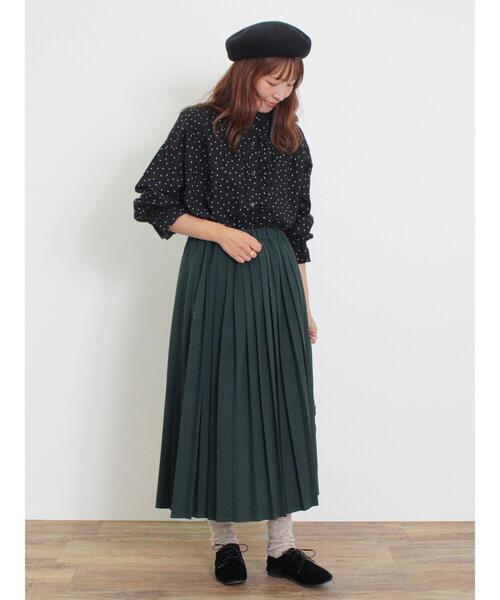 Samansa Mos2（サマンサ モスモス）の「【帯電防止】TR無地プリーツスカート（スカート・レディース・チャコールグレー/ベージュ/グリーン・F）」の19枚目の写真
