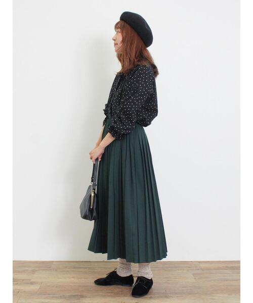 Samansa Mos2（サマンサ モスモス）の「【帯電防止】TR無地プリーツスカート（スカート・レディース・チャコールグレー/ベージュ/グリーン・F）」の18枚目の写真