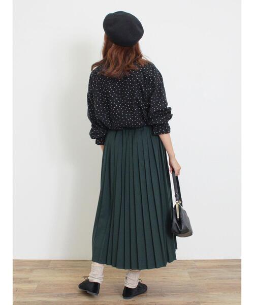 Samansa Mos2（サマンサ モスモス）の「【帯電防止】TR無地プリーツスカート（スカート・レディース・チャコールグレー/ベージュ/グリーン・F）」の17枚目の写真
