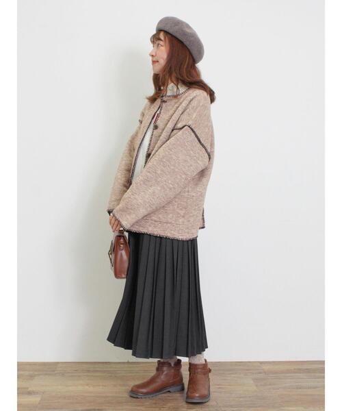 Samansa Mos2（サマンサ モスモス）の「【帯電防止】TR無地プリーツスカート（スカート・レディース・チャコールグレー/ベージュ/グリーン・F）」の6枚目の写真