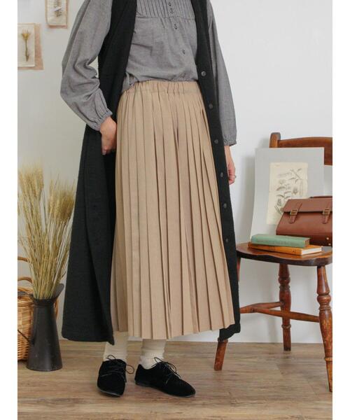 Samansa Mos2（サマンサ モスモス）の「【帯電防止】TR無地プリーツスカート（スカート・レディース・チャコールグレー/ベージュ/グリーン・F）」の10枚目の写真