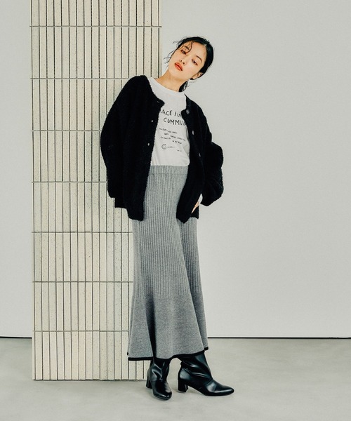 LEPSIM（レプシィム）の「ニットカーディガン＊フレアスカート《2点セット》　144101（ワンピース・レディース・チャコールグレー/アイボリー/ブラック・FREE）」の14枚目の写真