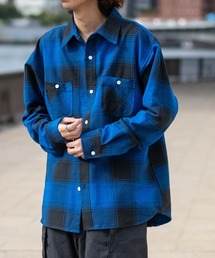 ネルシャツ」に該当するブルー・ネイビー/青色系のメンズ