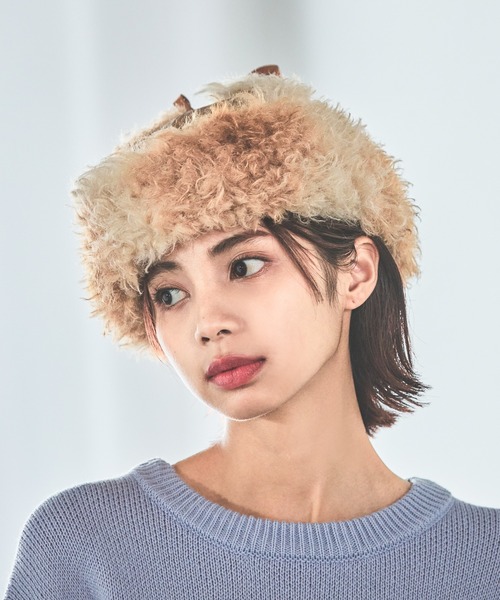 PAGEBOY(ページボーイ)の「ヴィンテージフライトキャップ(キャップ・レディース・ブラック/ブラウン・FREE)」の5枚目の写真