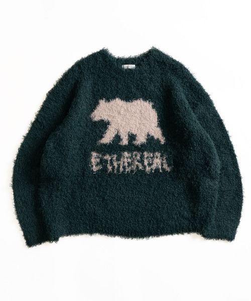 MUHET(ミュエータ)の「フェザーヤーンクマニット(ニット/セーター・レディース・ネイビー/グリーン・X-LARGE/MEDIUM)」の11枚目の写真