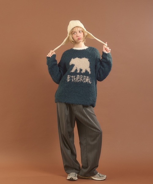 MUHET(ミュエータ)の「フェザーヤーンクマニット(ニット/セーター・レディース・ネイビー/グリーン・X-LARGE/MEDIUM)」の16枚目の写真