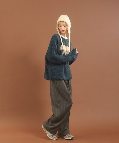 MUHET(ミュエータ)の「フェザーヤーンクマニット(ニット/セーター・レディース・ネイビー/グリーン・X-LARGE/MEDIUM)」の18枚目の写真
