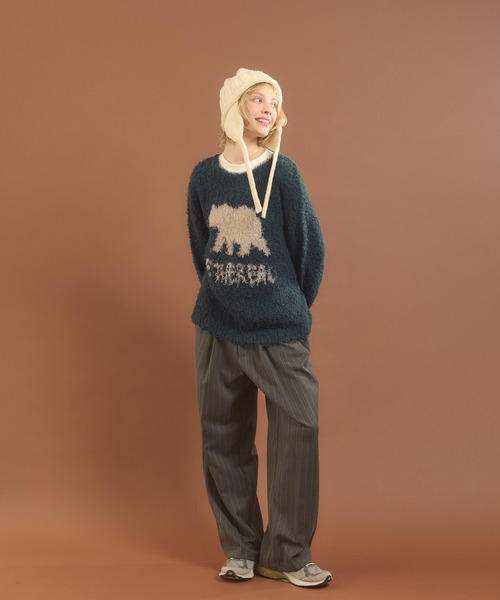MUHET(ミュエータ)の「フェザーヤーンクマニット(ニット/セーター・レディース・ネイビー/グリーン・X-LARGE/MEDIUM)」の17枚目の写真