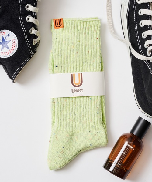 UNIVERSAL OVERALL（ユニバーサルオーバーオール）の「【UNIVERSAL OVERALL】ネップリブ編みクルーソックス LU-021（ソックス/靴下・メンズ・ホワイト/ブラック/ネイビー/ブルー/オレンジ/イエロー/ライム/グレー・FREE）」の5枚目の写真