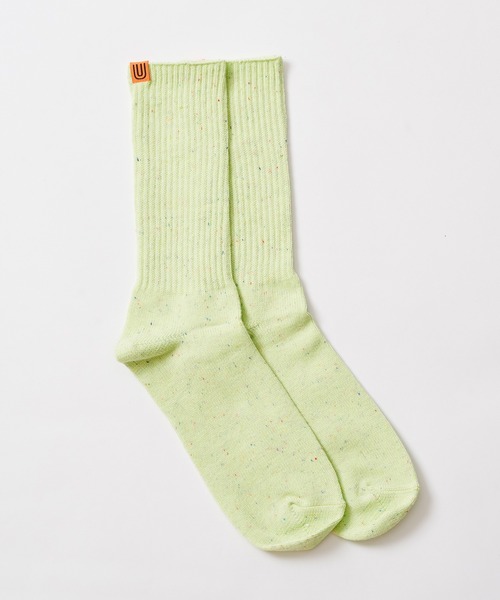 UNIVERSAL OVERALL（ユニバーサルオーバーオール）の「【UNIVERSAL OVERALL】ネップリブ編みクルーソックス LU-021（ソックス/靴下・メンズ・ホワイト/ブラック/ネイビー/ブルー/オレンジ/イエロー/ライム/グレー・FREE）」の9枚目の写真