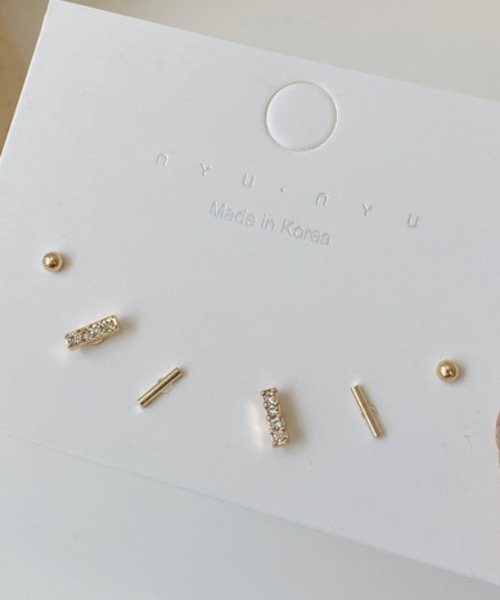 ARCHIVER(アーカイバ)の「【Bz】ドット&ラインモチーフ/シンプルワンポイントピアス6点セット(MA/EK197)(ピアス(両耳用)・レディース・ゴールド/シルバー・FREE)」の2枚目の写真