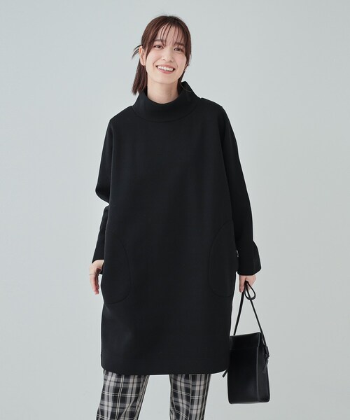 SHOO・LA・RUE(シューラルー)の「◆【S-LL】裏起毛であったか スタンドカラーコクーンチュニック【SHOO WARM】(チュニック・レディース・ブルーグリーン/ブラック/チャコールグレー・01/02/03/04)」の4枚目の写真